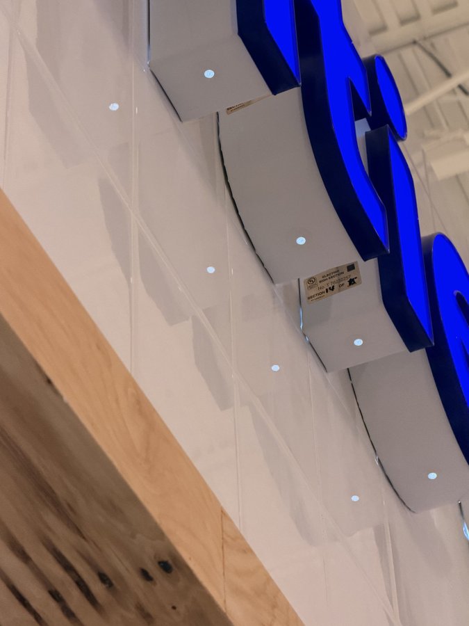Detail of Auntie Anne's dimensional wall letters