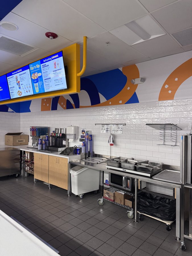 Sheetz interior with digital menu boards and prep counter