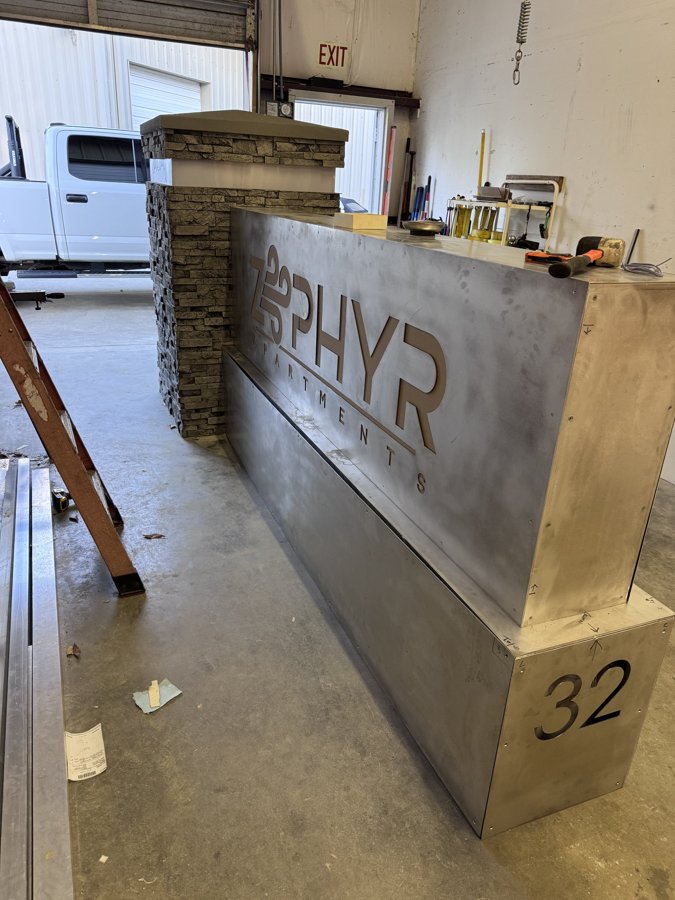 Zephyr storefront with installed dimensional lettering