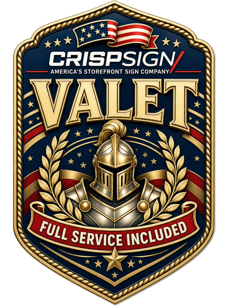 CrispValet vintage shield badge — Get sign help!