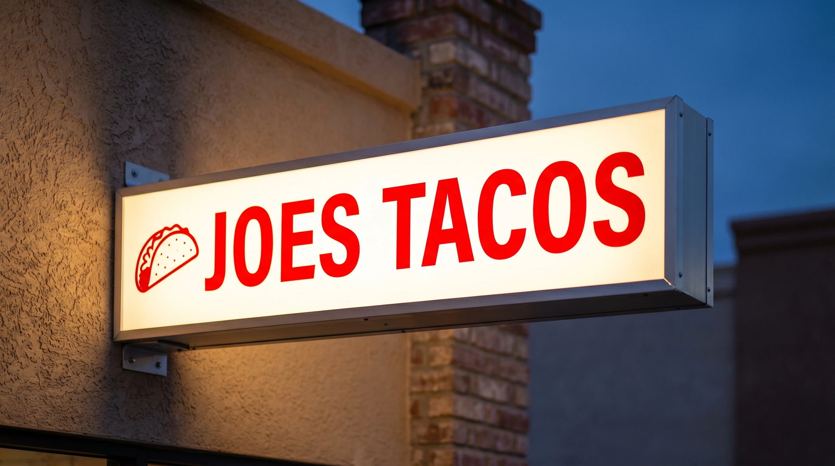 An internally lit aluminum cabinet sign mounted on a commercial storefront.