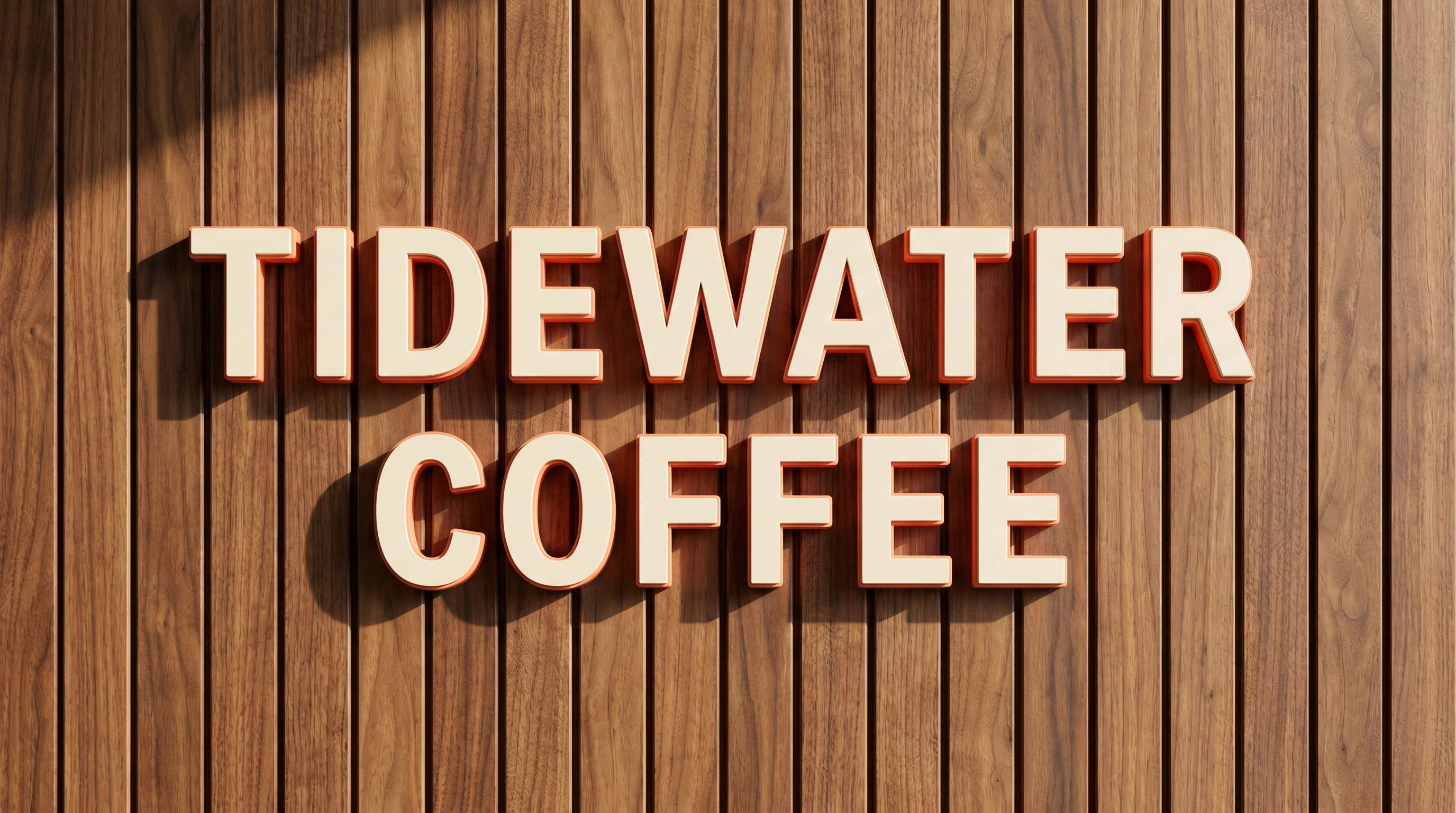 Dimensional acrylic logo letters mounted proud of a textured reception wall with brushed metal finish.