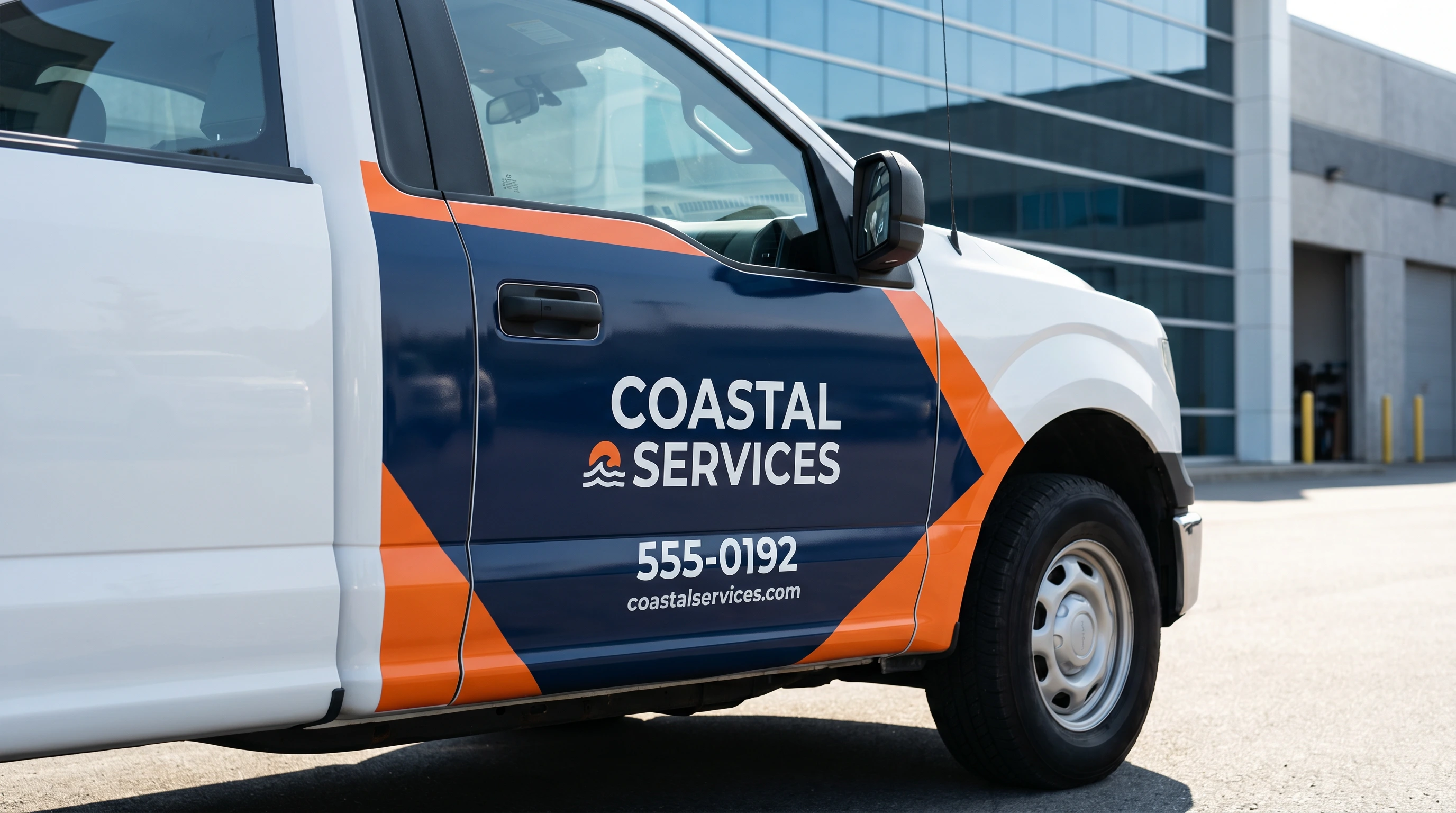 A fully wrapped delivery van with brand graphics applied seamlessly from bumper to bumper.