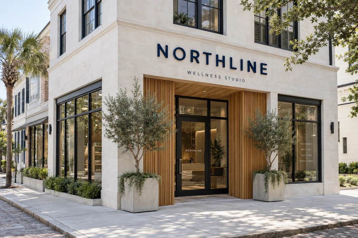 Illustrative Northline storefront with dimensional signage